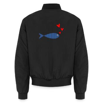 OSTERN. FISCH. APRILSCHERZ. FEIERTAG. SOMMER - Unisex Bomberjacke - Schwarz - Hinten - AI Model Male 185 light (185cm)