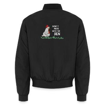 Ne plaisantez pas avec la poule - Bomber unisexe - noir - Dos - AI Model Male 185 light (185cm)