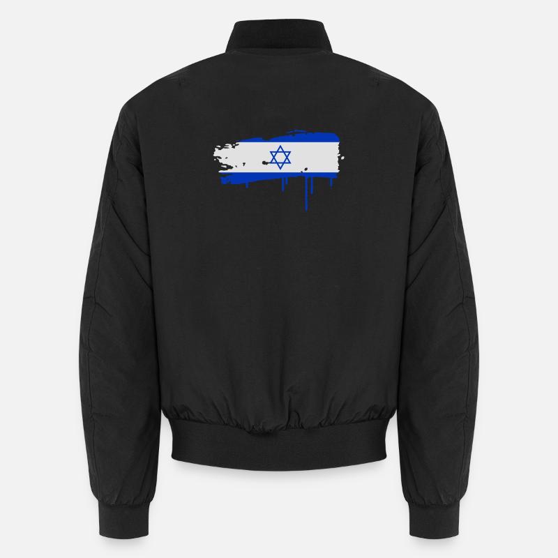 Pinselstrich in Blau-Weiß mit Davidstern Unisex Bomberjacke