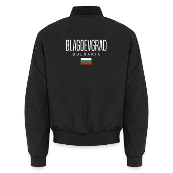 Blagoevgrad Bulgaria - Unisex Bomber Jacket - black - Back - AI Model Male 185 light (185cm)