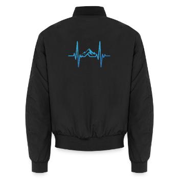 Herzschlag mit Berglandschaft - Unisex Bomberjacke - Schwarz - Hinten - AI Model Male 185 light (185cm)