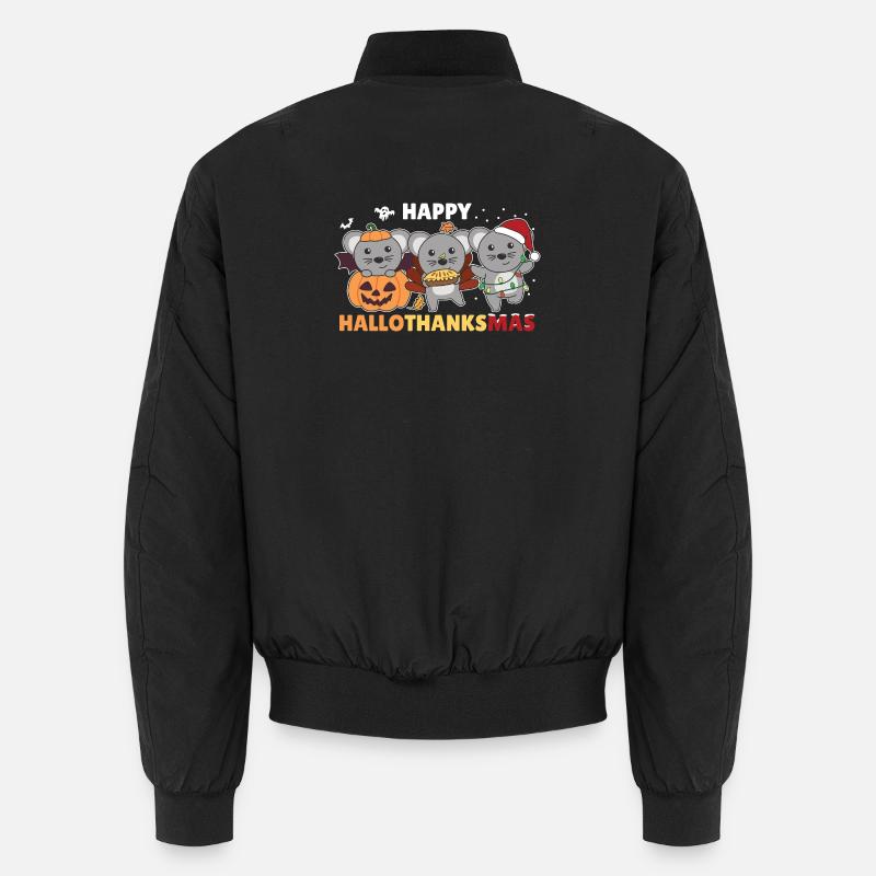 Happy Hallothanksmas Mouse Christmas Mice - Unisex Bomber Jacket - black