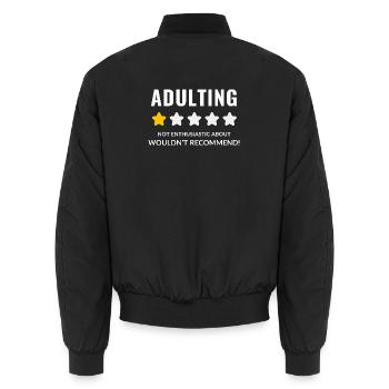Skeptisches Erwachsenen-Abzeichen-Design - Unisex Bomberjacke - Schwarz - Hinten - AI Model Male 185 light (185cm)