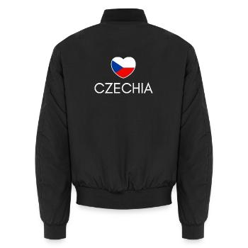 I love Czechia, heart Czechia - Unisex Bomber Jacket - black - Back - AI Model Male 185 light (185cm)