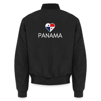 Herz mit Panama-Flagge, ich liebe Panama - Unisex Bomberjacke - Schwarz - Hinten - AI Model Male 185 light (185cm)