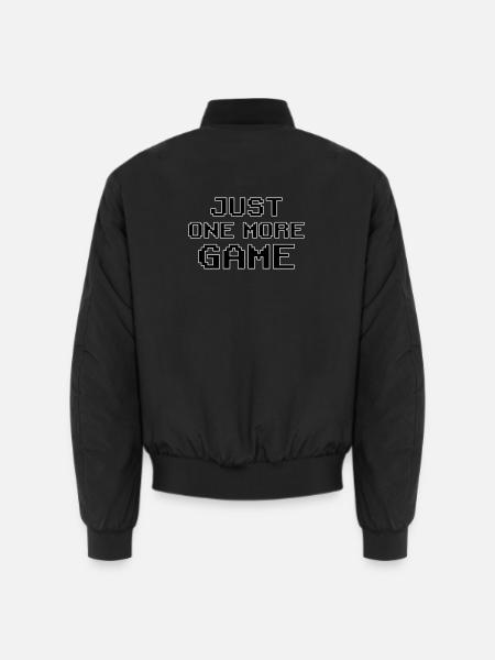 Just One More Game – Pixel Art Motivation - Unisex Bomber Jacket - black