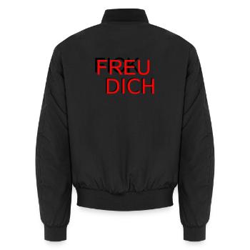 Fick Freu - Unisex Bomber Jacket - black - Back - AI Model Male 185 light (185cm)