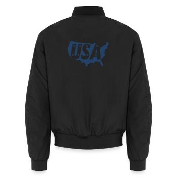 United States Map with Stars - Unisex Bomber Jacket - black - Back - AI Model Male 185 light (185cm)