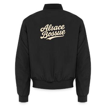 Alsace Bossue lettering - Unisex Bomber Jacket - black - Back - AI Model Male 185 light (185cm)