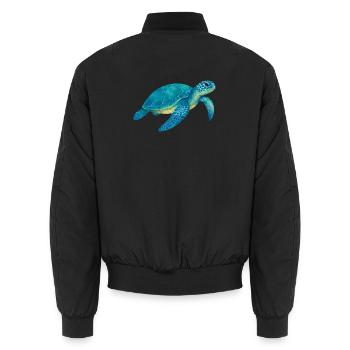 Blaue Meeresschildkröte Aquarell - Unisex Bomberjacke - Schwarz - Hinten - AI Model Male 185 light (185cm)