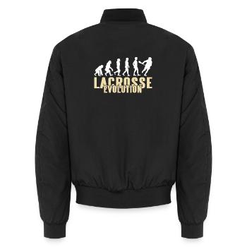 Lacrosse Evolution Funny Sports Humor Parody - Unisex Bomberjacke - Schwarz - Hinten - AI Model Male 185 light (185cm)