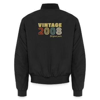 2008 Vintage Retro Geburtstagsgeschenk - Unisex Bomberjacke - Schwarz - Hinten - AI Model Male 185 light (185cm)