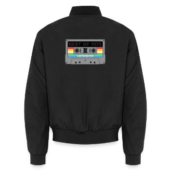 Cassette Vintage Limitée Arc-en-ciel 1975 - Bomber unisexe - noir - Dos - AI Model Male 185 light (185cm)
