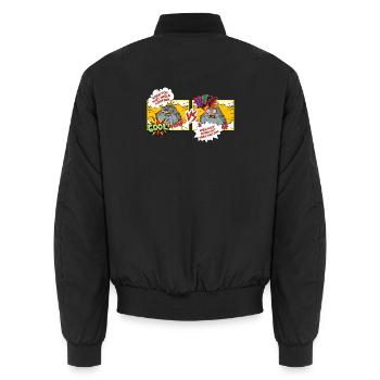 Blague sur l’oiseau : Dessin animé du duel fécal - Bomber unisexe - noir - Dos - AI Model Male 185 light (185cm)