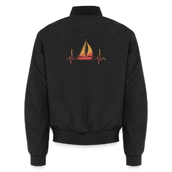 Cœur de la navigation au coucher du soleil - Bomber unisexe - noir - Dos - AI Model Male 185 light (185cm)