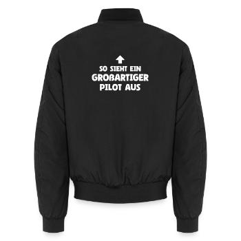 So sieht ein großartiger Pilot aus - Unisex Bomberjacke - Schwarz - Hinten - AI Model Male 185 light (185cm)