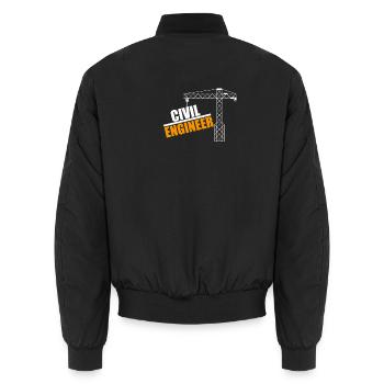 Civil Engineer Crane Motif - Unisex Bomber Jacket - black - Back - AI Model Male 185 light (185cm)