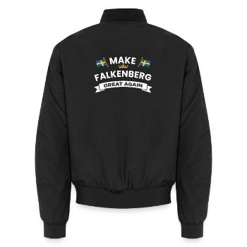 Falkenberg Flag Crown Design - Unisex Bomber Jacket - black - Back - AI Model Male 185 light (185cm)