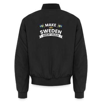 Mach Schweden wieder groß - Unisex Bomberjacke - Schwarz - Hinten - AI Model Male 185 light (185cm)