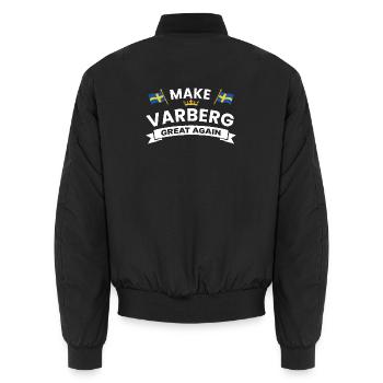 Varberg Pride Banner-Emblem - Unisex Bomberjacke - Schwarz - Hinten - AI Model Male 185 light (185cm)