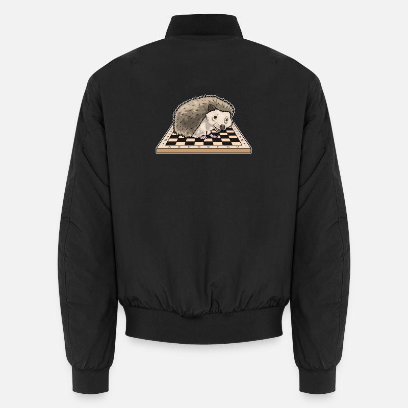 Hedgehog Chessboard Chess Board Game Unisex Bomber Jacket