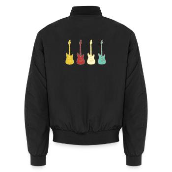 Pop Guitars - Unisex Bomber Jacket - black - Back - AI Model Male 185 light (185cm)