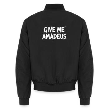 Give me Amadeus - Unisex Bomber Jacket - black - Back - AI Model Male 185 light (185cm)