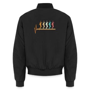 Tennis Heartbeat Retro Sunset Player Silhouette - Unisex Bomber Jacket - black - Back - AI Model Male 185 light (185cm)