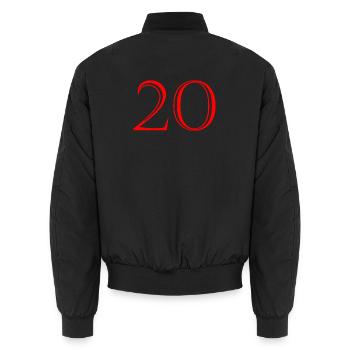 20. 20th ANNIVERSARY. 20 YEARS ANNIVERSARY. 20 YEARS. - Unisex Bomber Jacket - black - Back - AI Model Male 185 light (185cm)