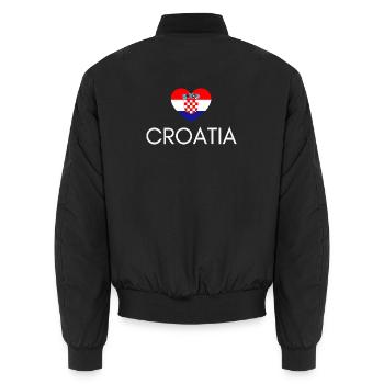 Heart with Croatia flag, I love Croatia - Unisex Bomber Jacket - black - Back - AI Model Male 185 light (185cm)