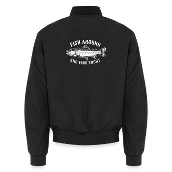 Pêchez autour et trouvez la pêche à la truite amusante - Bomber unisexe - noir - Dos - AI Model Male 185 light (185cm)