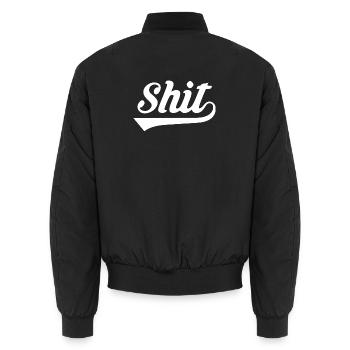 Shit Retro Script - Unisex Bomber Jacket - black - Back - AI Model Male 185 light (185cm)