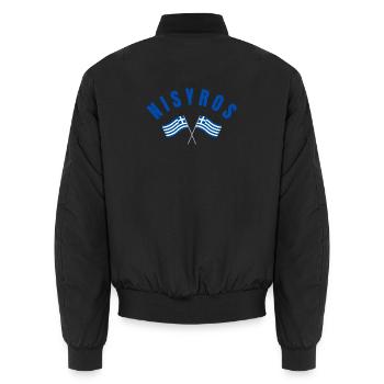 Nisyros Greek Flags  - Unisex Bomber Jacket - black - Back - AI Model Male 185 light (185cm)