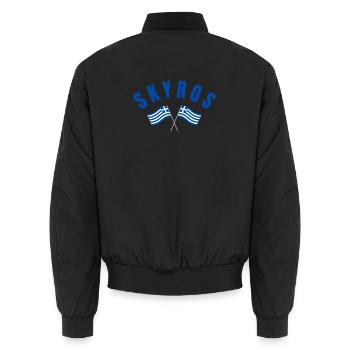 Skyros Greek Crossed Flags - Unisex Bomber Jacket - black - Back - AI Model Male 185 light (185cm)