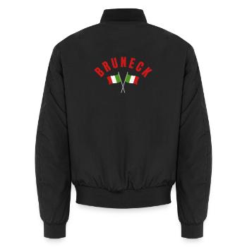 Bruneck-Kreuzitalien-Flaggen - Unisex Bomberjacke - Schwarz - Hinten - AI Model Male 185 light (185cm)