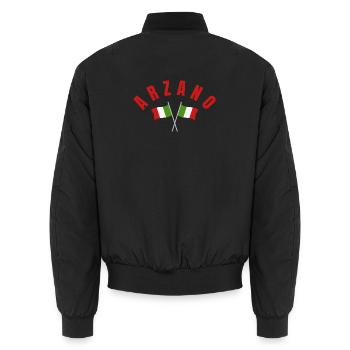 Arzano Italian Flags  - Unisex Bomber Jacket - black - Back - AI Model Male 185 light (185cm)