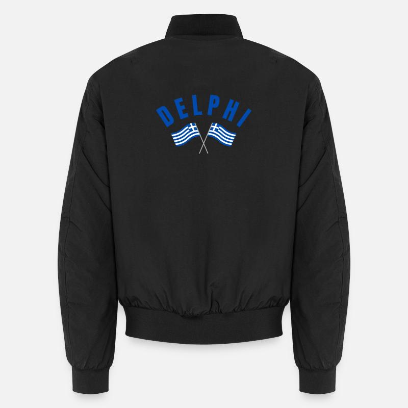 Delphi Twin Greek Flags  - Unisex Bomber Jacket - black