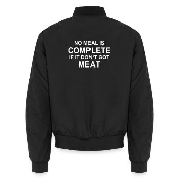 Fleisch Grillen BBQ Burger Steak Western Koch - Unisex Bomberjacke - Schwarz - Hinten - AI Model Male 185 light (185cm)