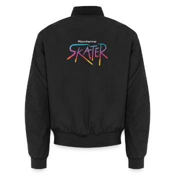 Skater Retro Colorful Gradient Script Street Art - Unisex Bomber Jacket - black - Back - AI Model Male 185 light (185cm)
