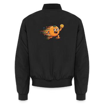 Funny Handball Orange Cartoon Motif - Unisex Bomber Jacket - black - Back - AI Model Male 185 light (185cm)