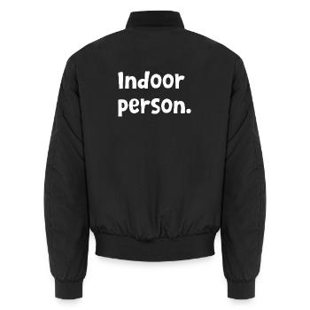 Lustiges introvertiertes Design – Sarkastischer Mensch im Haus - Unisex Bomberjacke - Schwarz - Hinten - AI Model Male 185 light (185cm)