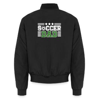 Soccer Father Pride Design With Ball Motif - Unisex Bomber Jacket - black - Back - AI Model Male 185 light (185cm)