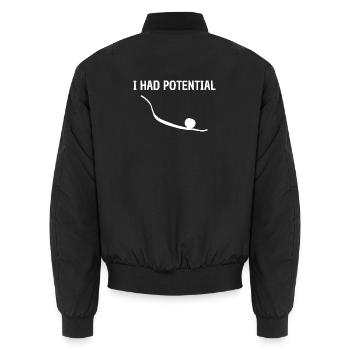 Ich hatte Potenzial für unkonventionellen grafischen Humor - Unisex Bomberjacke - Schwarz - Hinten - AI Model Male 185 light (185cm)