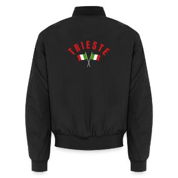 Triester italienisches Flaggenkreuz-Emblem - Unisex Bomberjacke - Schwarz - Hinten - AI Model Male 185 light (185cm)