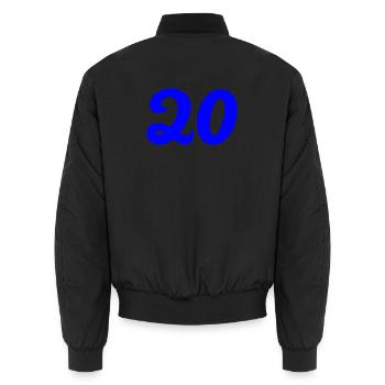 20. 20th ANNIVERSARY. 20 YEARS ANNIVERSARY. 20 YEARS. - Unisex Bomber Jacket - black - Back - AI Model Male 185 light (185cm)