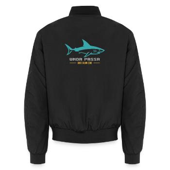 UNDR PRSSR Shark  Built Below Zero Scuba Diver - Unisex Bomberjacke - Schwarz - Hinten - AI Model Male 185 light (185cm)