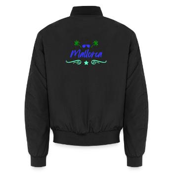 Mallora Tropischer Palmenlook - Unisex Bomberjacke - Schwarz - Hinten - AI Model Male 185 light (185cm)