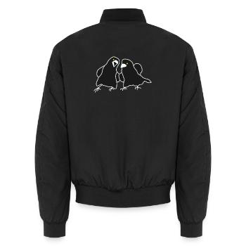 Minimalistisches Raven-Duo - Unisex Bomberjacke - Schwarz - Hinten - AI Model Male 185 light (185cm)