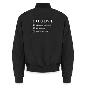 Abi Sprüche - to do Liste - Unisex Bomberjacke - Schwarz - Hinten - AI Model Male 185 light (185cm)