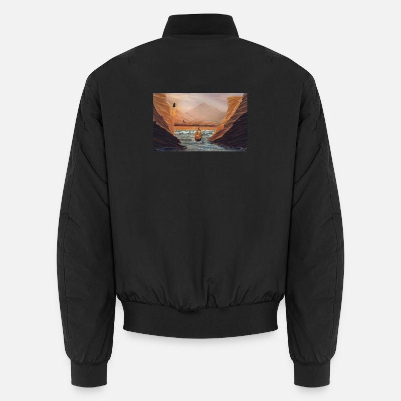 Journey to Dawn in Cliffs - Unisex Bomber Jacket - black